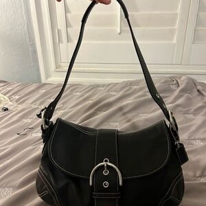 Vintage black leather coach soho